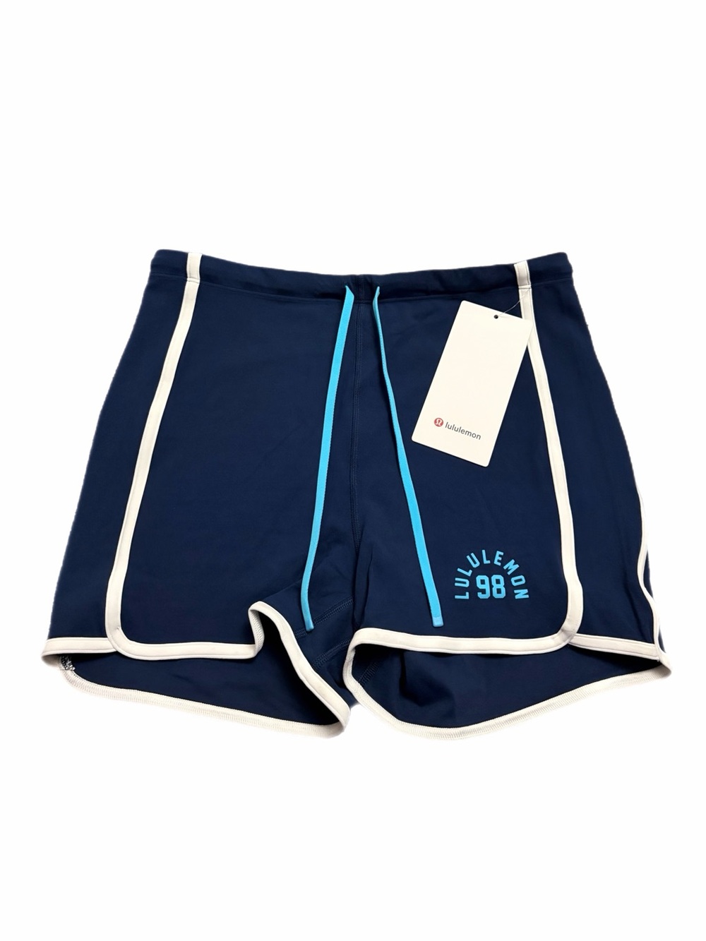 NWT Lululemon Nulu Sporty Trim High-Rise Short *3” (Club Blue/White) Size: 10